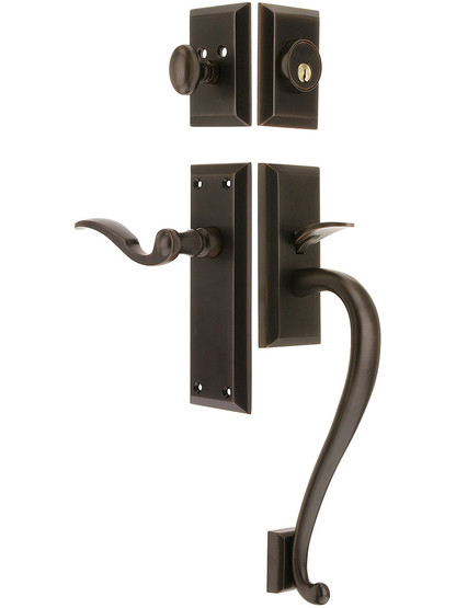 Fifth Avenue Entry Lock Set in Oil-Rubbed Bronze Finish with Right-Handed Bellagio Lever and